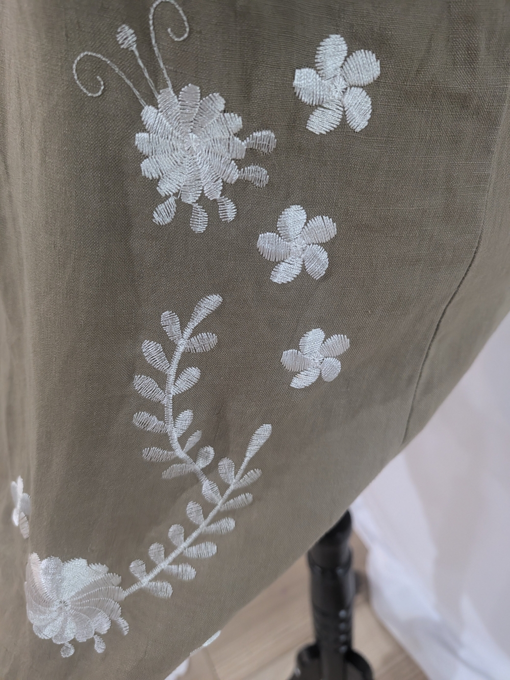 Zara Woman Small Olive Green Floral Embroidered Shift Dress Boho - Picture 4 of 8